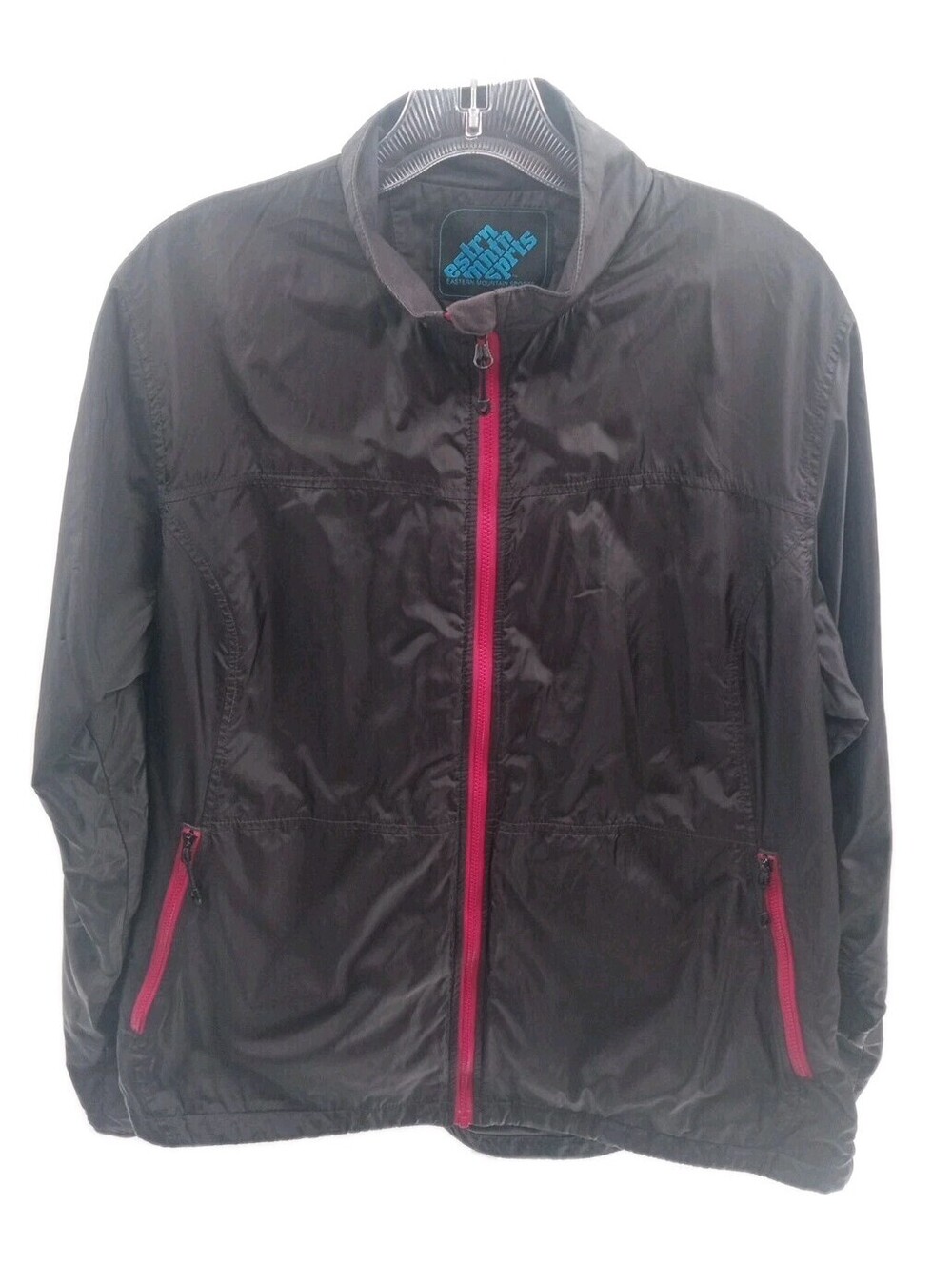 Eastern Mountain Sports Windbreaker Jacket Womens Large Black Full Zip Nylon EMS